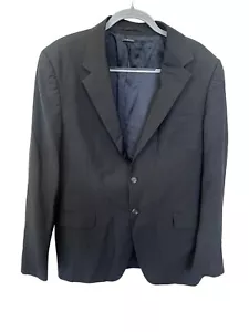 Vintage Mens PRADA Jacket Nylon Coat Blazer Suit Solid 90s Black 44R 54R - Picture 1 of 12