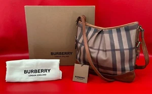 Burberry Hartham Smoke Check Braun PVC und Leder Umhängetasche Handtasche Tasche - Bild 1 von 22