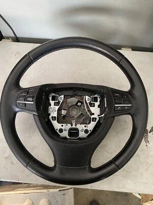 11 12 BMW 740Li F01 F02 BASE STEERING WHEEL BLACK 1166 OEM Complete - Image 1 of 4