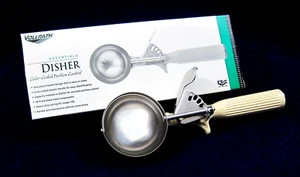 VOLLRATH tamaño #10 ~ 3-1/4 oz. Control de porciones Marfil Mango Disher Scooper ~ NUEVO - Imagen 1 de 14