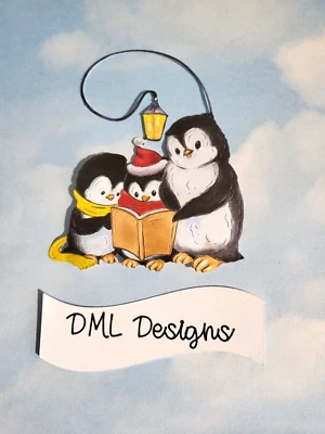 Card topper Tattered Lace Charisma die cut cuts x 6 Christmas Jingle Penguin