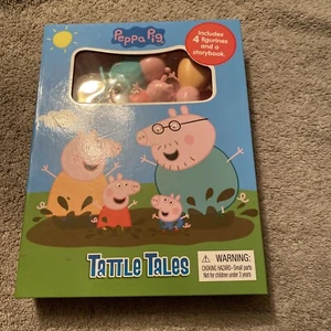 Tattle Tales Peppa Pig Board Book Storybook and 4 Figurines Ages 3+ NEW - Picture 1 of 4