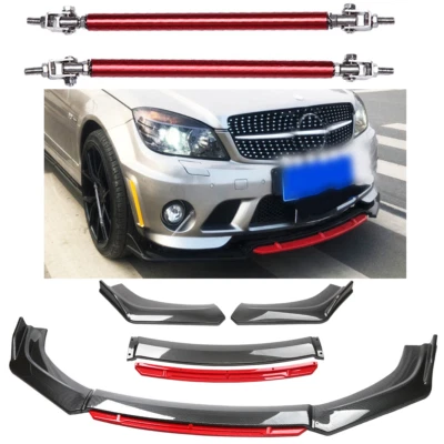 Front Bumper Splitter Spoiler Body Kit Carbon Fiber Rods For Mercedes-Benz C - Image 1 of 4