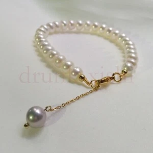 Precioso Brazalete Perla Blanco Gris Mar del Sur Hecho a Mano AAAA 7.5-8 - Imagen 1 de 4