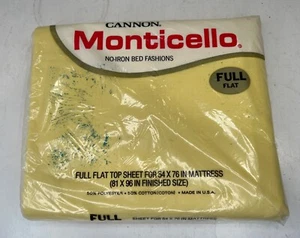 Vintage NOS CANNON MONTICELLO Yellow FULL Size Sheet 54x76 No-Iron USA - Picture 1 of 5