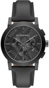 BURBERRY BU9364 Chronograph Dial Steel Case Leather Strap Men's Watch - Picture 1 of 8