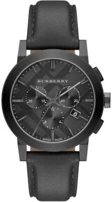 BURBERRY BU9364 Chronograph Dial Steel Case Leather Strap Men's Watch - Image 1 of 4