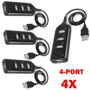 4X Black USB 2.0 Hi-Speed 4-Port Splitter Hub For PC Notebook NEW - Bild 1 von 18