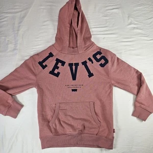 Levi’s Graphic Hoodie Rusty Rose Pink Girls 7 LARGE Pullover Logo HOODIE  - Picture 1 of 6