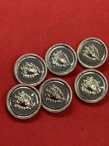 Vintage Button Lot Crests Silver Tone & Gray Lot Of Six - Picture 1 of 3