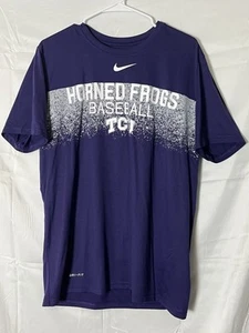 TCU Baseball Nike Shirt Mens Large Purple Dri Fit Short Sleeve Athletic - Picture 1 of 10