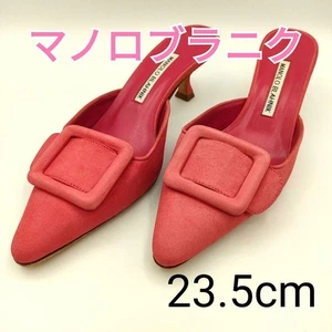 Sandalias Manolo Blahnik Mules Tacón Maysale Gamuza Rosa EU37 US6.5 Japón Envío gratuito USADAS - Imagen 1 de 24