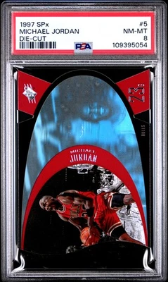 1997 UPPER DECK SPX DIE-CUT #5 MICHAEL JORDAN PSA 8 - Image 1 of 2