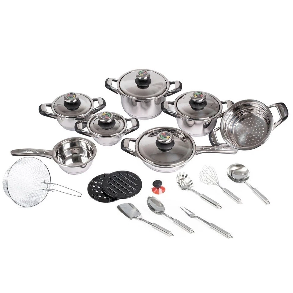SET BATTERIA DI PENTOLE  23 PEZZI IN ACCIAIO INOX INDUZIONE ANTIADERENTE AMC - Immagine 1 di 4