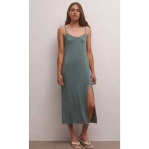 Z Supply Cora Calypso Green Slit Jersey Slip Sleeveless Midi Dress Size M NWT - Picture 1 of 7