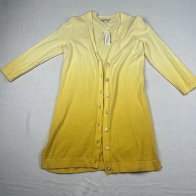Cárdigan Suéter Isaac Mizrahi Live Amarillo Teñido Novio XXS Ombre Nuevo con Etiquetas Foto 1 de 4