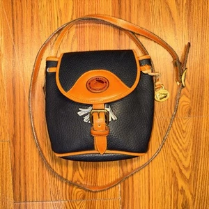 Vintage DOONEY & BOURKE AWL black leather mini Drawstring x-body bag purse USA - Picture 1 of 4