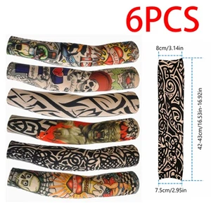 6 PCS Cooling Arm Sleeves Outdoor Sport UV Sun Protection Arm Cover Tattoo Art - Picture 1 of 8
