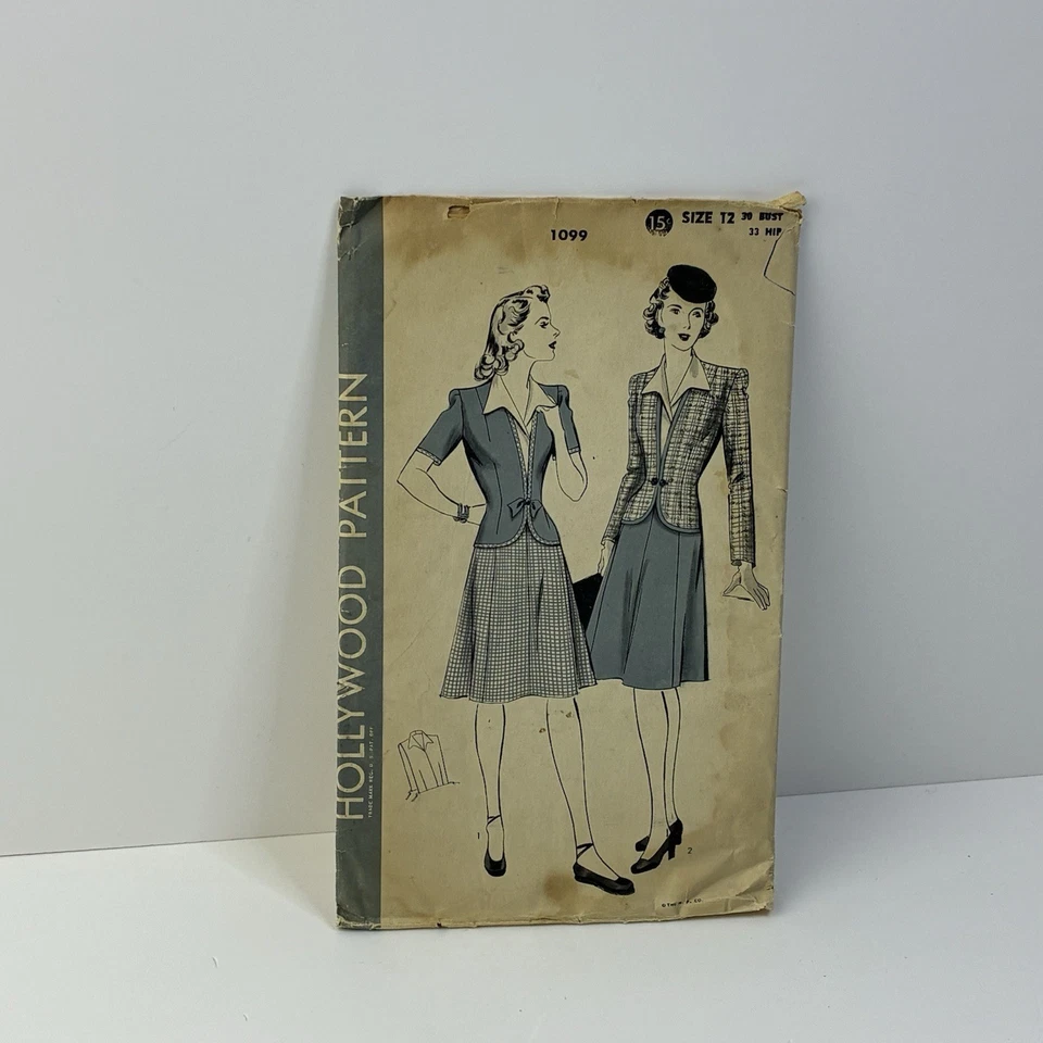 Jacket Skirt Dickey Size 12 b30 Pattern 1099 Vintage CUT - Image 1 of 2