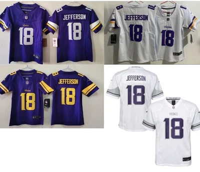 Youth's Justin #18 Jefferson All Stitched Jersey Purple/White/Purple Rush