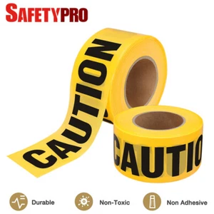 SafetyPro 2Pack Caution Tape Roll 3 in X 1000 ft Yellow Warning Safety Tape Roll - Picture 1 of 10