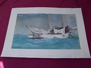 Impresión en acuarela de Homer Winslow, "Ancla Key West-Hauling" Galería de Arte Nat - Imagen 1 de 1