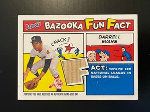 2005 Bazooka Fun Facts Relics Darrell Evans Bat Card #FF-DE Atlanta Braves