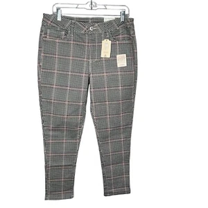 New St Johns Bay Skinny Jean Pants Size 12P Black Plaid BNWT - Picture 1 of 4