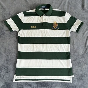 Vintage Polo Ralph Lauren Rugby Shield Crest NYC Hemd LARGE HERREN grün weiß - Bild 1 von 14