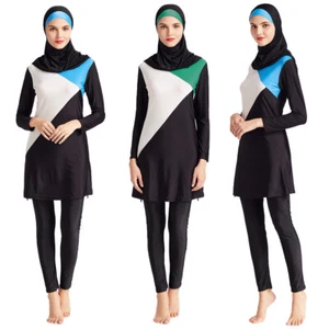 3pcs Women Muslim Swimwear Full Cover Hijab Modest Arab Beachwear Swimming Suit - Picture 1 of 20