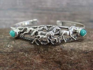 Native American Indian Sterling Silver & Turquoise Horse Bracelet by Roberta ... - Picture 1 of 6