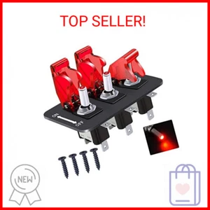 Panel de interruptor de palanca Twidec/3 Gang Rocker con interruptor de palanca de luz LED de 12 V 20A He - Imagen 1 de 2