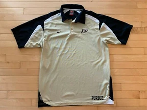 Men’s Nike Golf Dri-Fit Purdue Boilermakers Black Gold SS Golf Polo Sz L - Picture 1 of 3