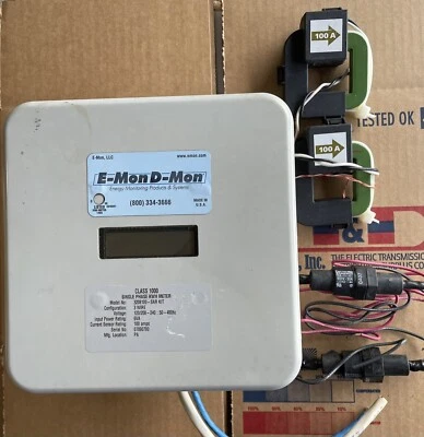 E-Mon D-Mon EMON 3208100-SAR KWH METER, 2 SENSR 100A , 2 FUSE HLDR, 120/208-240V - Image 1 of 2