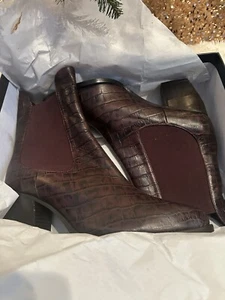 RIANI Stiefelette Brown Snakeskin 42 Stiefel Lede High Ankle Boots New In Box - Picture 1 of 5