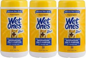 Wet for Pets Dog Wipes, Deodorizing Tropical Splash, 3-Pack, 150 Count Total - Picture 1 of 7