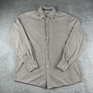 Wrangler Men's Shirt Size L Brown Stripe Button-Up Long Sleeve Pocket - Picture 1 of 12