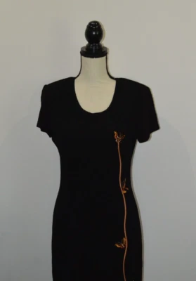 Vestido negro Joseph Ribkoff Creations talla 8 negro ceñido al cuerpo bordado mariposa Foto 1 de 4