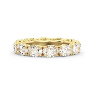 14k Yellow Gold Wedding Band 4.50 Ct Oval Cut Lab Created Diamond Womens 4.20 mm - Image 1 of 4
