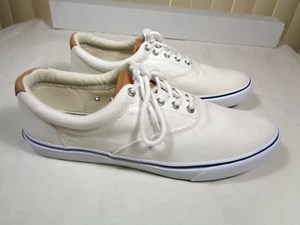 Sperry topsider Striper II white boat shoes CVO Sneakers men's size 13 M ~ EUC - Picture 1 of 19