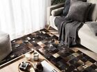 Handmade natural leather strip patch work rugs for home living room guest room