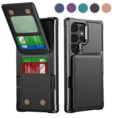 For Samsung S25 S24 Ultra S23+ S22 S21 A05S A55 Wallet Card Slot Case Flip Cover - Image 1 of 4