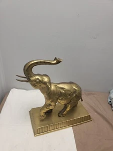 Large Solid Brass Elephant Trunk Up - Picture 1 of 19