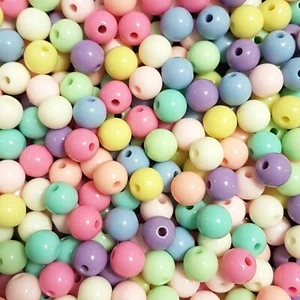 Acrylic Pastel Beads For Jewellery Making 10mm 25pcs Round Mixed Colours - Picture 1 of 3