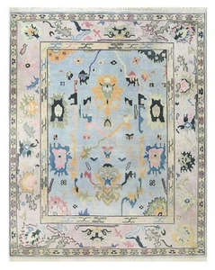 Hand Knotted Modern Oushak Rug Blue Wool Handmade Area Rugs 6x9 8x10 9x12 10x14 - Picture 1 of 12