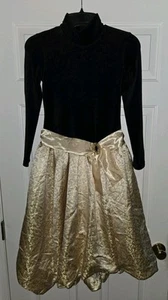 American Girl Sz 14 Midnight Holly Gold Bubble Black Velvet Dress Bow Halloween - Picture 1 of 10