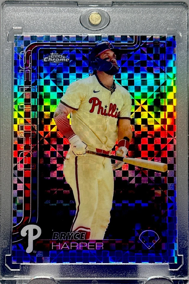 Bryce Harper RARO REFRACTOR A CUADROS PRIZM TARJETA DE INVERSIÓN CROMO PHILLIES COMO NUEVO Foto 1 de 4