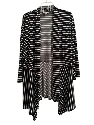 Chaqueta larga abierta Dress Barn para mujer 2X rayas blancas y negras ajustadas carrera negocios Foto 1 de 4