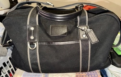 Coach Heritage Web Canvas Black 20” Carry On Weekender Duffle Bag F70582 - Image 1 of 4