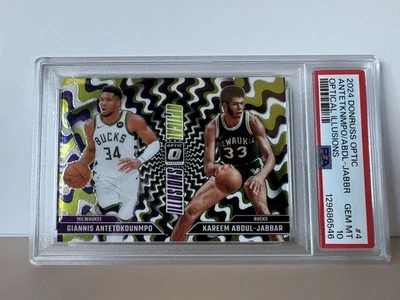 Giannis Antetokounmpo & Kareem Abdul-Jabbar - 2024 Panini Optic - #4 - PSA 10 Foto 1 de 2